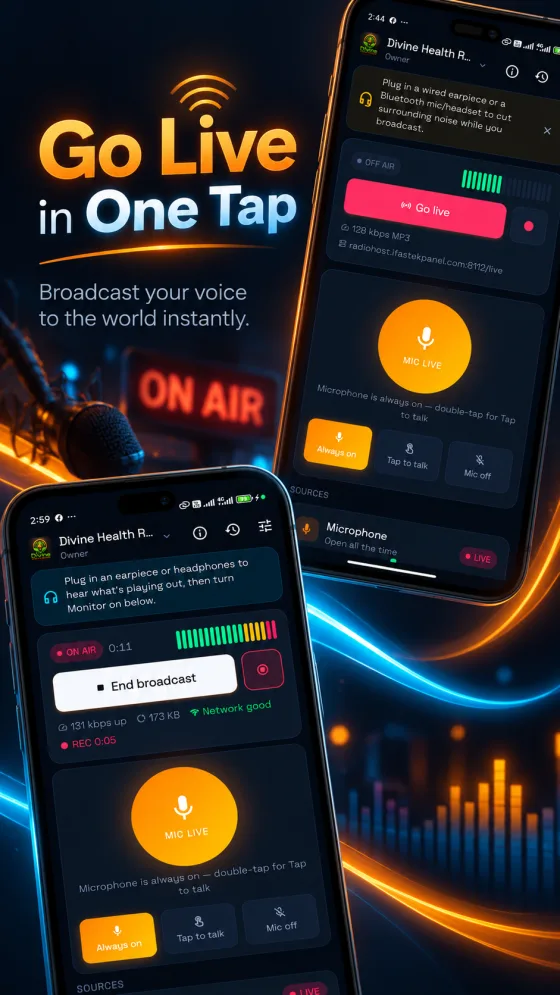 Radio Encoder Pro — Go Live in one tap