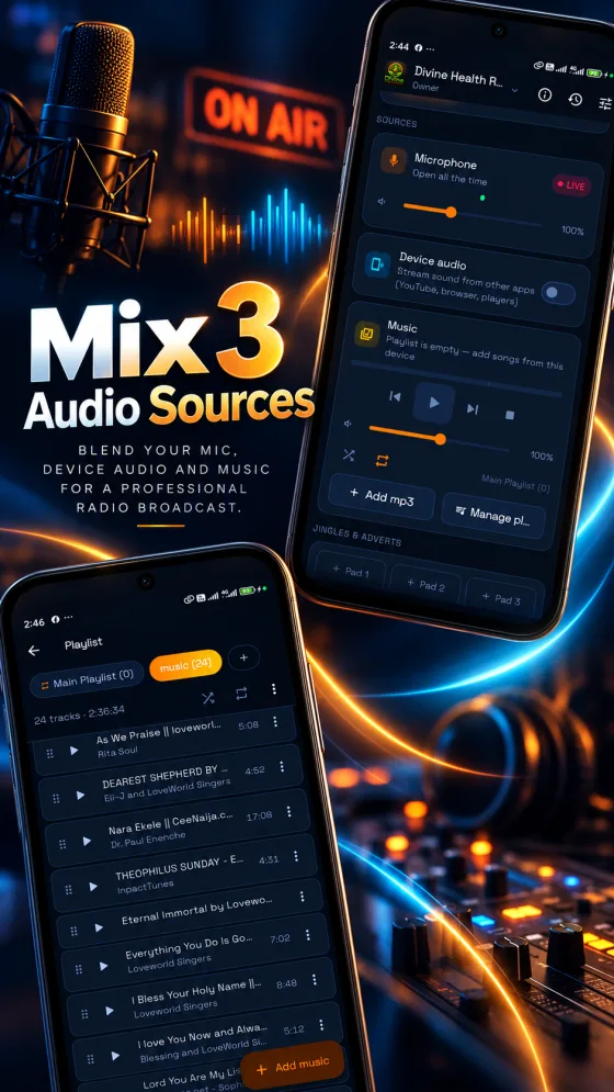 Mix three audio sources