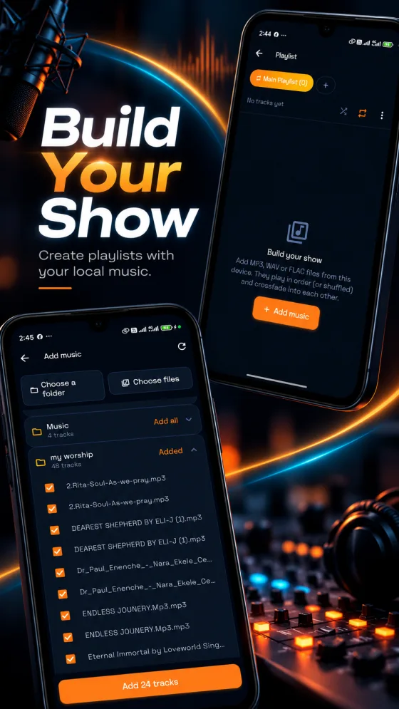 Build your show with a music playlist