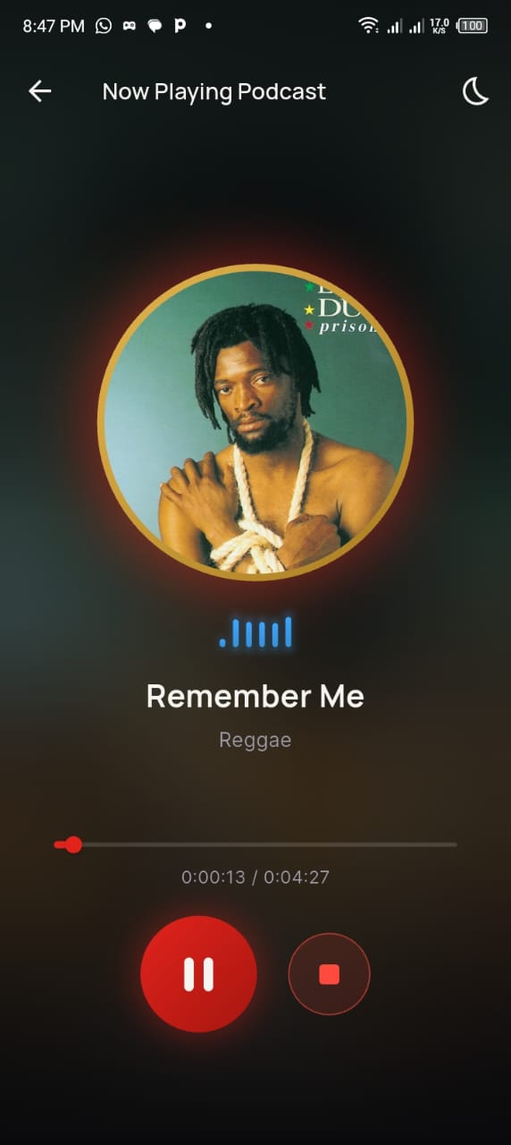 Now playing a podcast episode