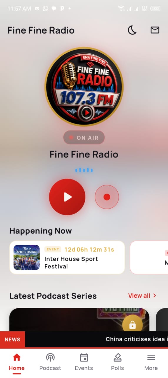 Station home screen, light theme