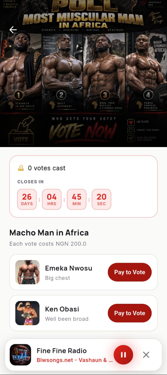 Pay to vote screen
