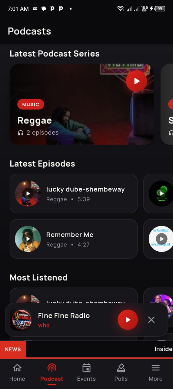 Podcasts and most listened